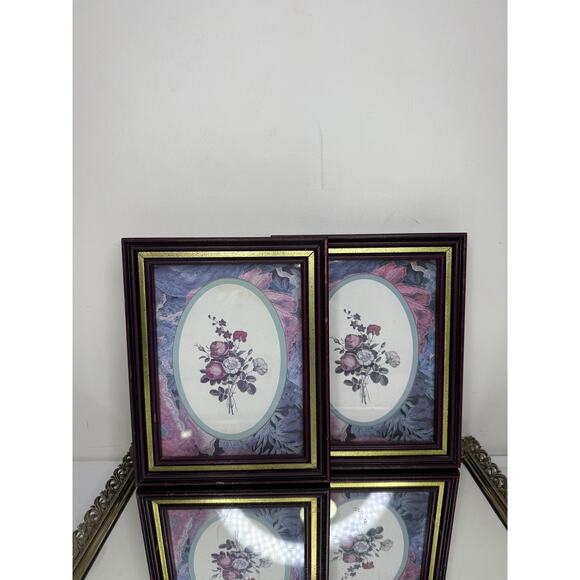 Vintage Gold/Mahogany Botanical/Floral pictures set of 2 - Picture 8 of 9